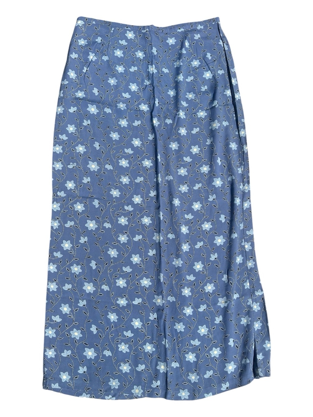 Vintage 90s Y2K Folio Blue Floral Maxi Summer Lightweight Skirt Rayon Size 10